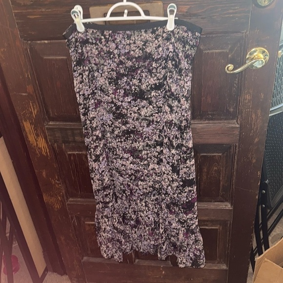 Elle Dresses & Skirts - Floral Purple Maxi Skirt with Ruffle Hem